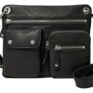 Fossil Sutton Black Leather Cross Body Bag